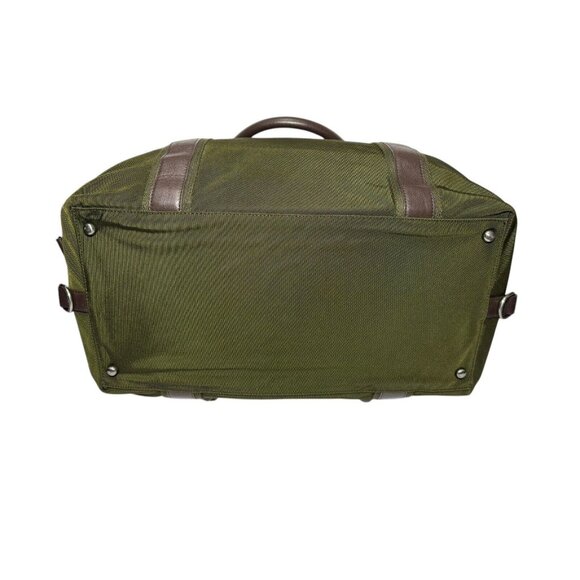 Banana Republic Bag Weekender Duffle Green Nylon Leather Travel Luggage Carry On - Picture 8 of 16